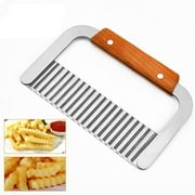 Stainless Steel Crinkle Cutter Potato Chipper Wavy Fry Slicer Vegetable French Fry Maker Kitchen Gadget,Crinkle Cutter,Fry Cutter,1PC,Silver