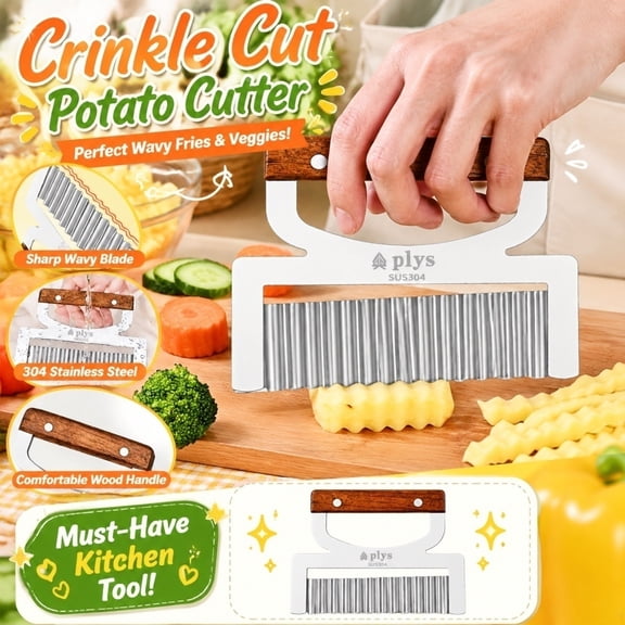 Stainless Steel Crinkle Cutter Wavy Potato Slicer for French Fries, Vegetable Cutting Kitchen Tool