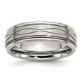 thumbnail image 1 of Stainless Steel Criss-Cross Design 7mm Brushed Band Ring - Size 9.5, 1 of 2