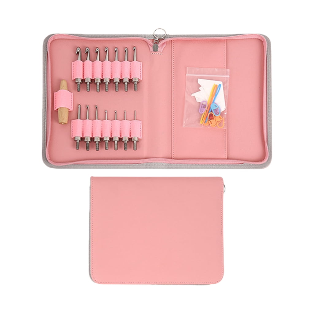 Stainless Steel Crochet Hook with 14 Interchangeable Tip Ergonomic Wooden Handle Crochet Hook Needle For Knitting Craft