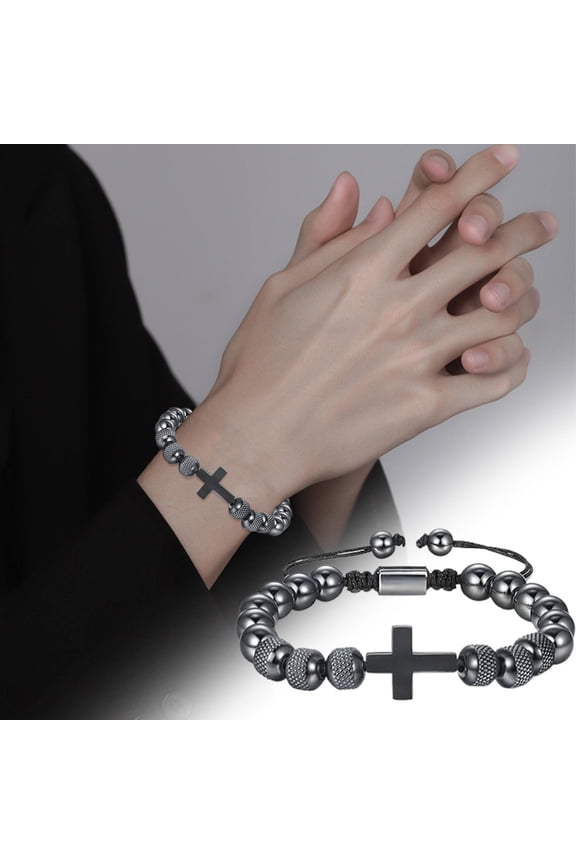 Stainless Steel Cross Bracelet - Confirmation First Holy for Boys Bracelets for Grandson Nephew Birthday Christmas Bracelet for Boys Jewellery Present - 1 Stainless Steel Cross Bracelet