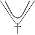 thumbnail image 1 of Stainless Steel Cross Necklaces for Men Layered Cuban Link Chain Rope Chain Mens Cross Necklaces Black Silver Gold Cross Pendant Necklace for Men  Women 16-26 Inches, 1 of 10