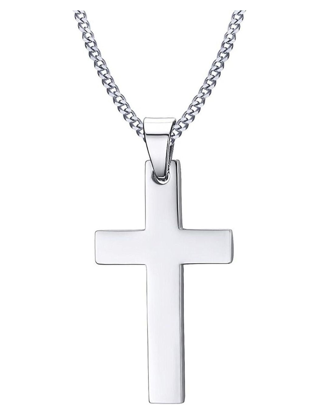 Stainless Steel Cross Pendant Chain Necklace for Men Women Jewelry Gift HFON