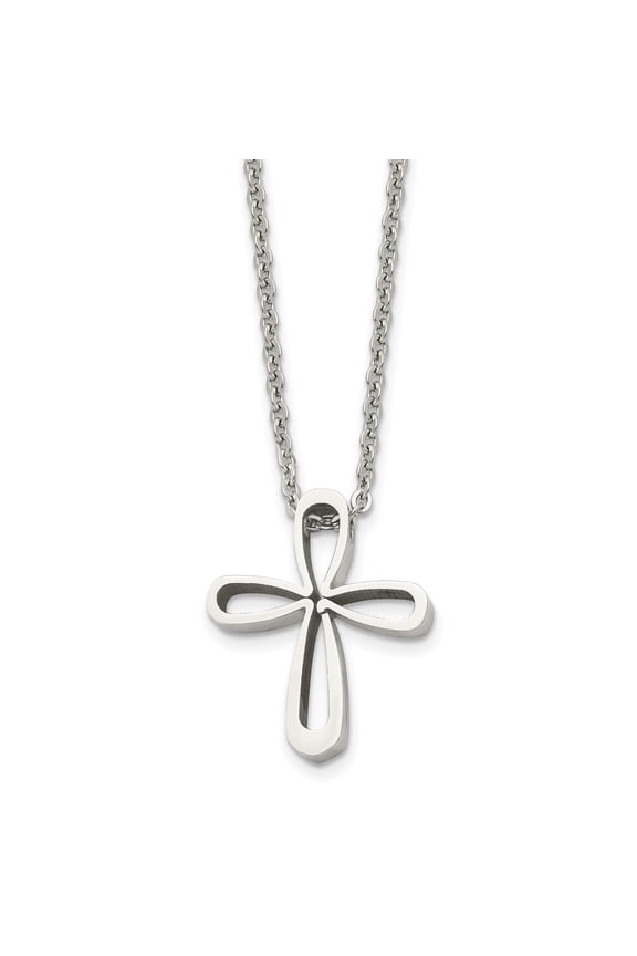 Stainless Steel Cross Pendant Necklace with Mirror Finish Rounded Edges and Flat Chain for Men or Women Modern Minimalist Design Spiritual Symbol Timeless Elegant Jewelry for Everyday or Formal Wear