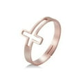 thumbnail image 1 of Stainless Steel Cross Ring Sideway Adjustable Faith Inspirational Jewelry, 1 of 9