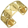 thumbnail image 1 of Stainless Steel Cross St. Benedict Religious Christian Open End Cuff Bangle, 1 of 2