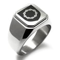 thumbnail image 1 of Stainless Steel Crown of Thorns Adversity Coat of Arms Shield Engraved Square Flat Top Biker Style Polished Signet Ring, 1 of 1