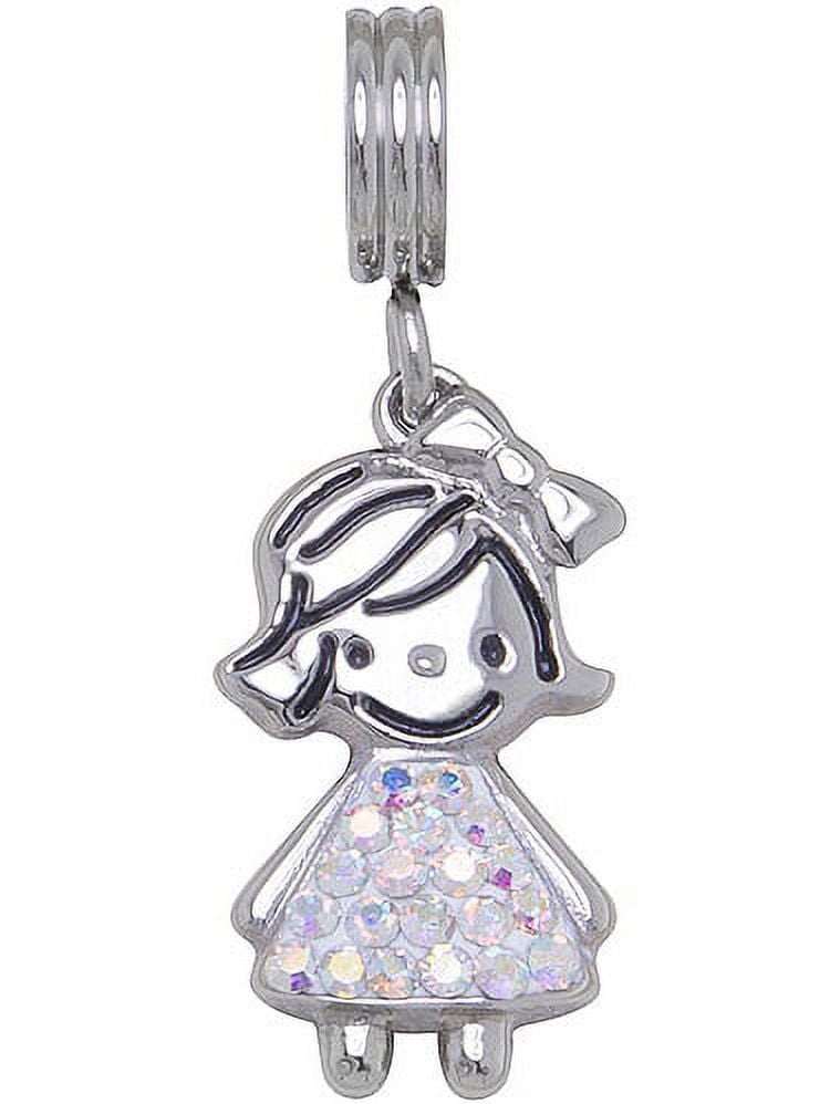 StainlessSteel Crystal Birthstone Girl Charm