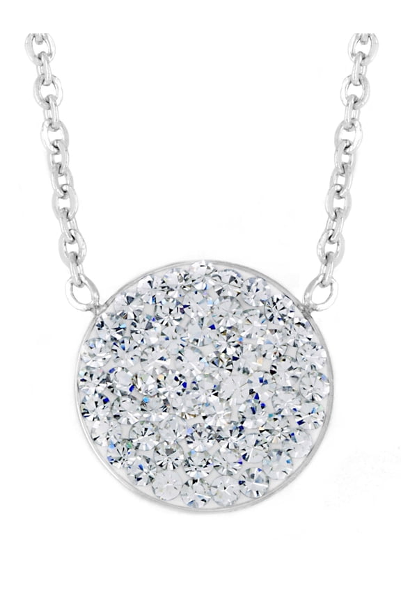 Jewelry Women's Crystal Encrusted Disc Stainless Steel Necklace - 16"
