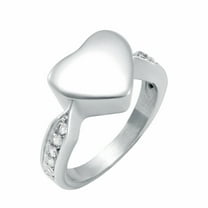 Stainless Steel Crystal Setting Heart Urn Ring Cremation Jewelry for Ashes Keepsake Memorial Jewelry