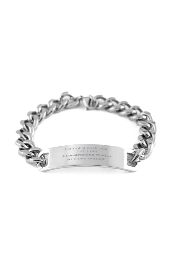 Stainless Steel Cuban Chain Bracelet for Construction Worker - A Solid Gift to Show Appreciation for a Hardworking Professional on Birthdays, Holidays, and Graduation