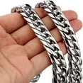thumbnail image 1 of Stainless Steel Cuban Chain Necklace Bracelet For Men Neck Silver Color 8MM-14MM Thick Long Hand Chains Male Gift Gift Gift YY, 1 of 6