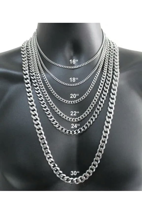 Stainless Steel Cuban Curb Chain Silver 16"-30" Men Choker Necklace 3/5/7/9/11mm