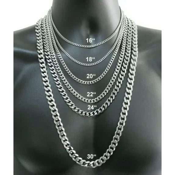 Stainless Steel Cuban Curb Chain Silver 16"-30" Men Choker Necklace 3/5/7/9/11mm