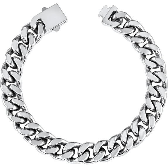 Stainless Steel Cuban Link Bracelet for Men, 7mm/9mm/11mm/13mm Width, 7.6''/8.6'' Length, 18K Gold Plated/Black/Silver Chain Bracelet for Men, with Gift Box