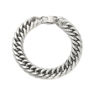 Silver 304 Stainless Steel Cuban Link Bracelet 7 Inch 19.5mm Lobster Claw Clasp T19