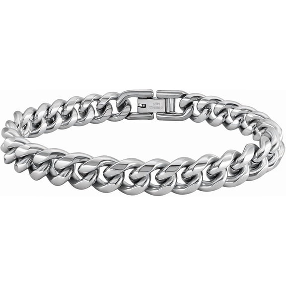 Stainless Steel Cuban Link Chain Bracelet for Men Women, 6mm/8mm/10mm/12mm Width, 8.2Length, Wrist Bracelets Fashion Jewelry