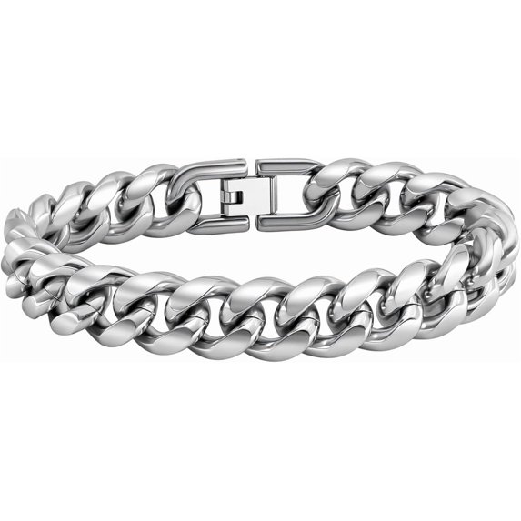 Stainless Steel Cuban Link Chain Bracelet for Men Women, 6mm/8mm/10mm/12mm Width, 8.2Length, Wrist Bracelets Fashion Jewelry