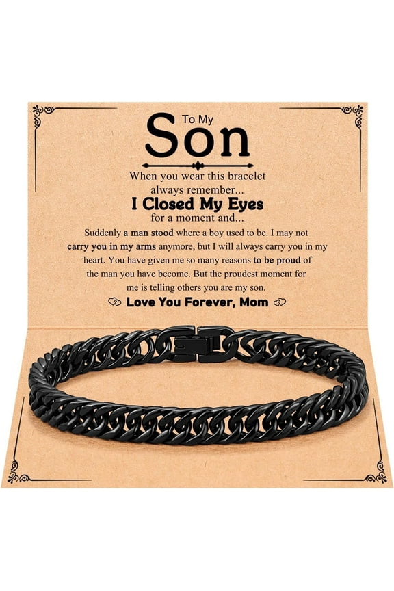 Stainless Steel Cuban Link Chain Bracelets for Men Teenage Teen Boys Gift ideas for Son Grandson Husband Boyfriend Brother Birthday Christmas Anniversary Valentines Day Graduation Gifts