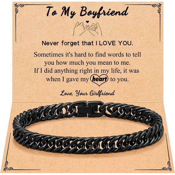 Stainless Steel Cuban Link Chain Bracelets for Men Teenage Teen Boys Gift ideas for Son Grandson Husband Boyfriend Brother Birthday Christmas Anniversary Valentines Day Graduation Gifts