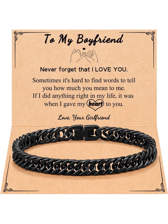 Stainless Steel Cuban Link Chain Bracelets for Men Teenage Teen Boys Gift ideas for Son Grandson Husband Boyfriend Brother Birthday Christmas Anniversary Valentines Day Graduation Gifts