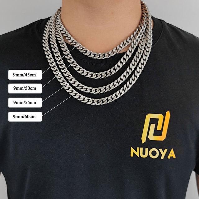 Stainless Steel Cuban Link Chain Necklace For Male 9 11 13MM Width Miami Matte Cuban Chain Hip Hop Jewelry JIANGLANG Walmart