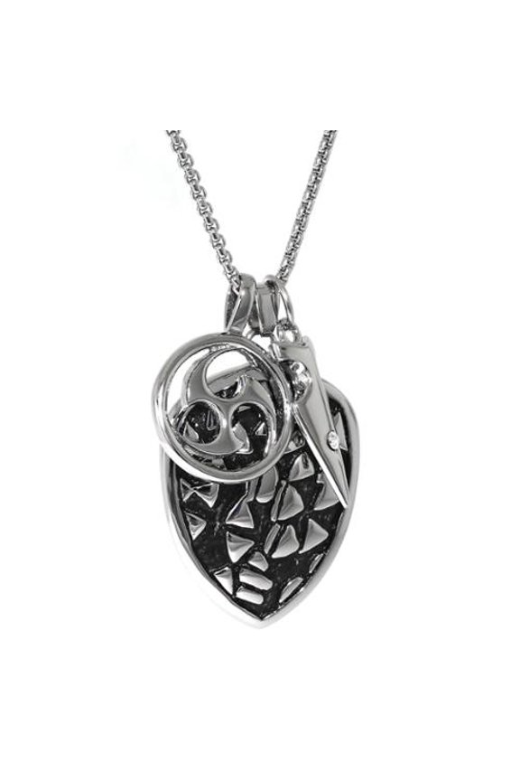 Stainless Steel Cubic Zirconia Accent Pendant Necklace