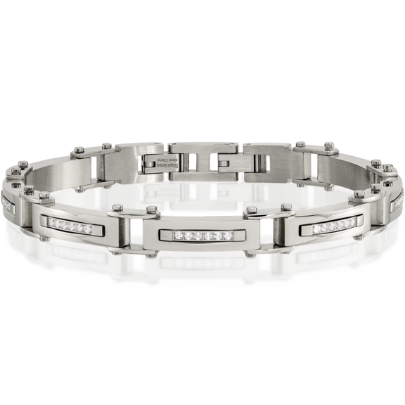 Stainless Steel Cubic Zirconia CZ Chain Bracelet