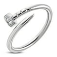 thumbnail image 1 of Stainless Steel Cubic Zirconia Spiral Nail Screw Ring, 1 of 1