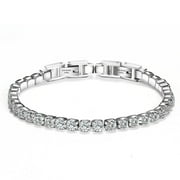 ARCO IRIS JEWELRY Stainless Steel Cubic Zirconia Tennis Bracelet Women or Teenage Girls, Clear Color