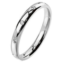 Stainless Steel Cubic Zirconia Wedding Band - Eternity Fashion Ring