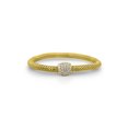 thumbnail image 1 of Stainless Steel Cubic Zirconia with Sterling Silver Barrel Station Mesh Bracelet - Yellow Gold,Average, 1 of 3