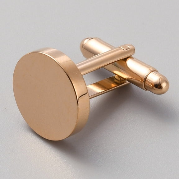 Stainless Steel Cuff Button Cufflink Findings for Apparel Accessories Flat Round Rose Gold 20x18x15mm diy