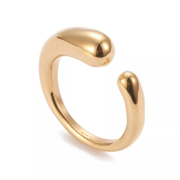 Stainless Steel Cuff Rings Drop Open Rings Gold Adjustable Size Z731