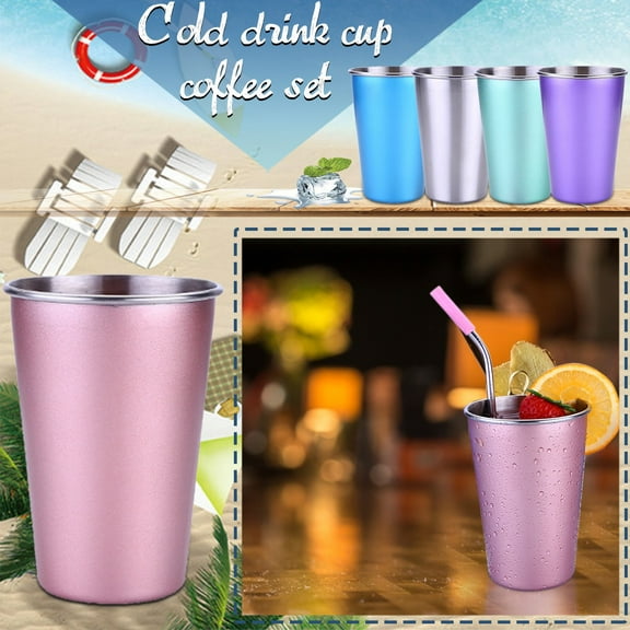 Stainless Steel Cup Basdi Stainless Steel Tumbler - Lightweight Metal Drinking Cup for Hot & Cold Beverages | Sweat-Proof, Rust-Resistant, Perfect for Office, Gym and Travel, Metal Tumbler, A