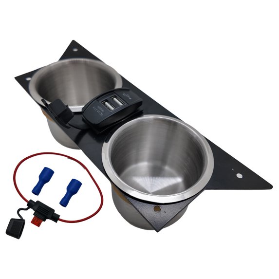 Stainless Steel Cup Holder with USB Charger for 1982-1992 Chevy Camaro 3rd Gen | Direct Fit Replacement Ash Tray