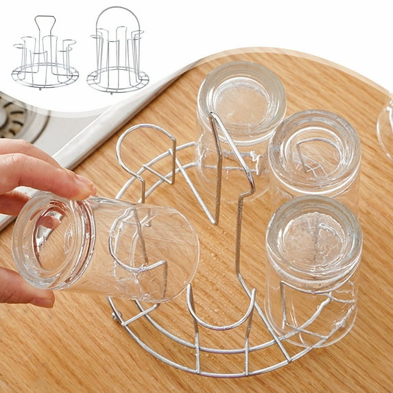 Stainless Steel Cup Rack under $5! Yannianjz Stainless Steel Cup Drying Rack, 6 Slot Glass Cup Storage Holder, Countertop Dish Rack for Kitchen Bar, Inverted Hanging Rack for Coffee Table