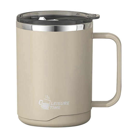 Stainless Steel Cups 500 ml Double-Wall Insulated Mug with Handle and Straw Lid for Home and Office Use