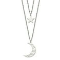 thumbnail image 1 of Stainless Steel Curb Necklace with Pendants Chain Chisel Polished Beaded Star and Moon 2 Strand 30 inch 24.25 mm, 1 of 5