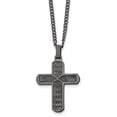 thumbnail image 1 of Stainless Steel Curb Necklace with Pendants Chain Chisel Polished and Textured Gun Metal IP-plated Cross Pendant on a 22 inch 24.93 mm, 1 of 5