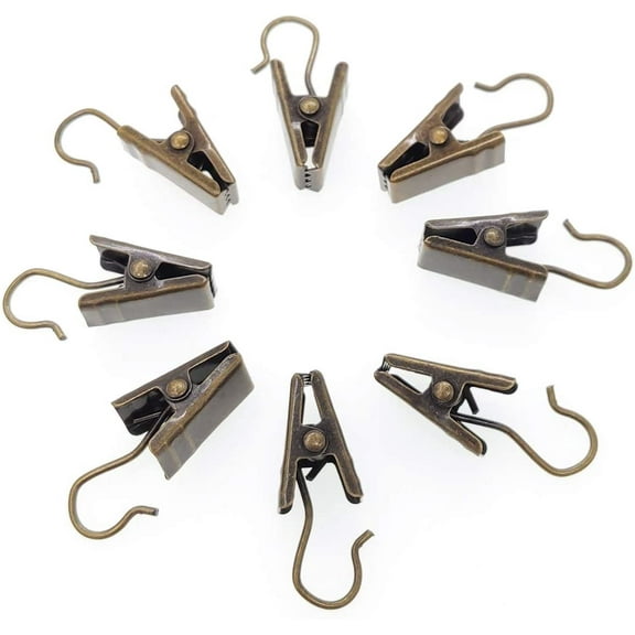 Stainless Steel Curtain Clips - 100 Pack, Hooks for Hanging String Lights, Photos, Art Craft and More - Indoor Outdoor Use Bronze