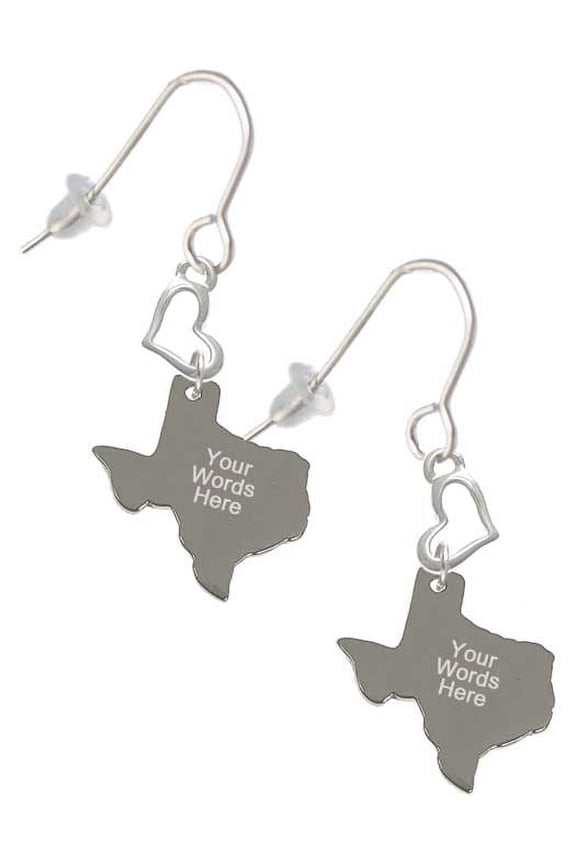 Stainless Steel Custom Engraved Texas - Heart French Earrings