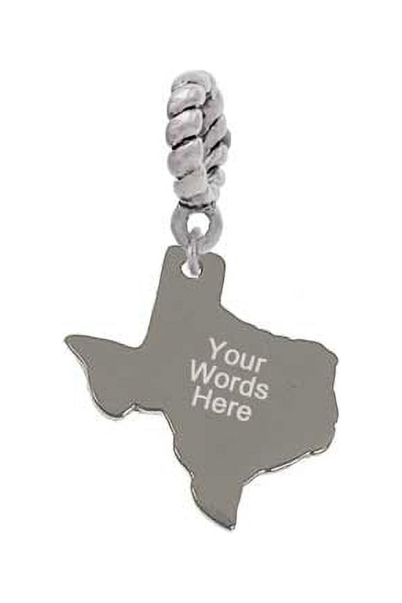 Stainless Steel Custom Engraved Texas - Rope Charm Bead