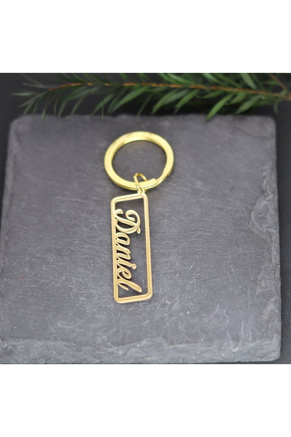 Stainless Steel Custom Name Number Keychain Customized Laser Engraved Nameplate Keyring Birthday Gift Women Men Keyholder