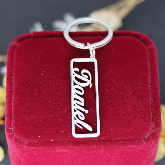 Stainless Steel Custom Name Number Keychain Customized Laser Engraved Nameplate Keyring Birthday Gift Women Men Keyholder