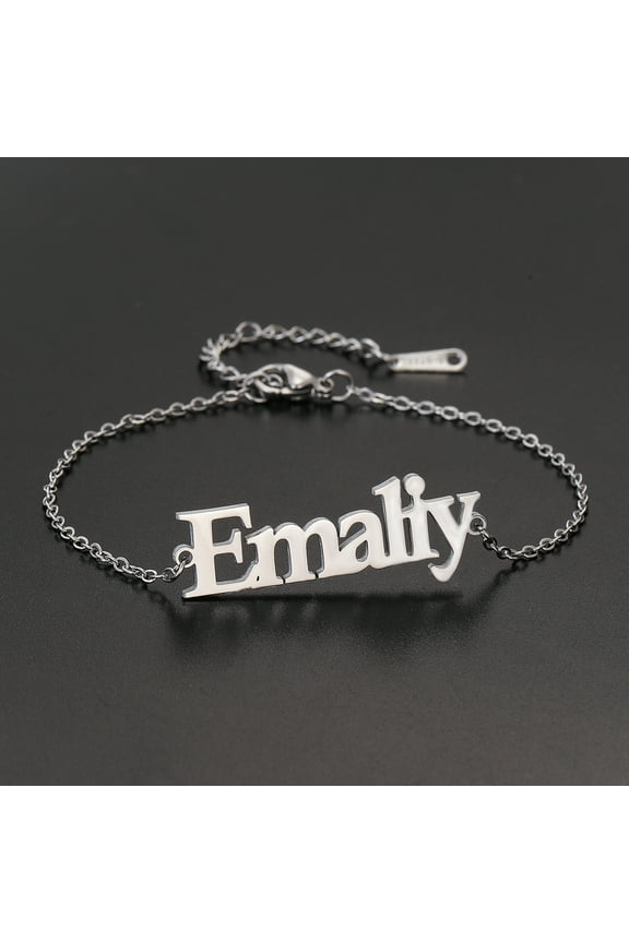 Stainless Steel Custom Names Bracelet for Women Men Personalized English Letters Nameplate Adjustable Bangle Jewlery Gift