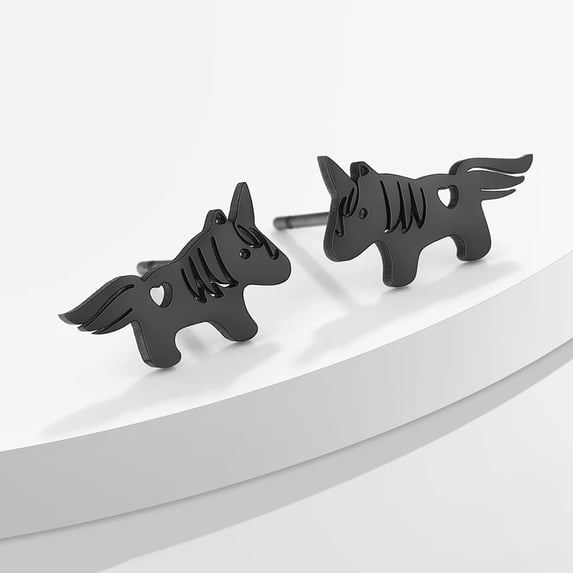 Stainless Steel Cute Unicorn Stud Earrings for Women Men Exquisite Jewelry Birthday Christmas Gift