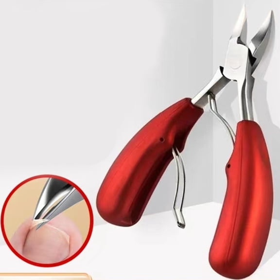 Stainless Steel Cuticle Nipper, Gold Nail Pliers Clipper with Double Springs Handle Sharp Cuticles Pushers Remover Scissors Red