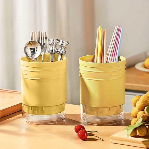 Stainless Steel Cutlery Organizer | Kitchen Utensil Holder | Knife Fork Spoon Straw Drainer | Dish Drying Rack for Countertop | Plastic Tableware Storage Bin for Home Kitchen