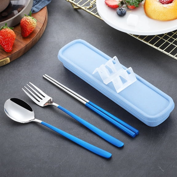 Stainless Steel Cutlery Set 3-Piece Portable Silverware with Case for Camping Lunch Work School